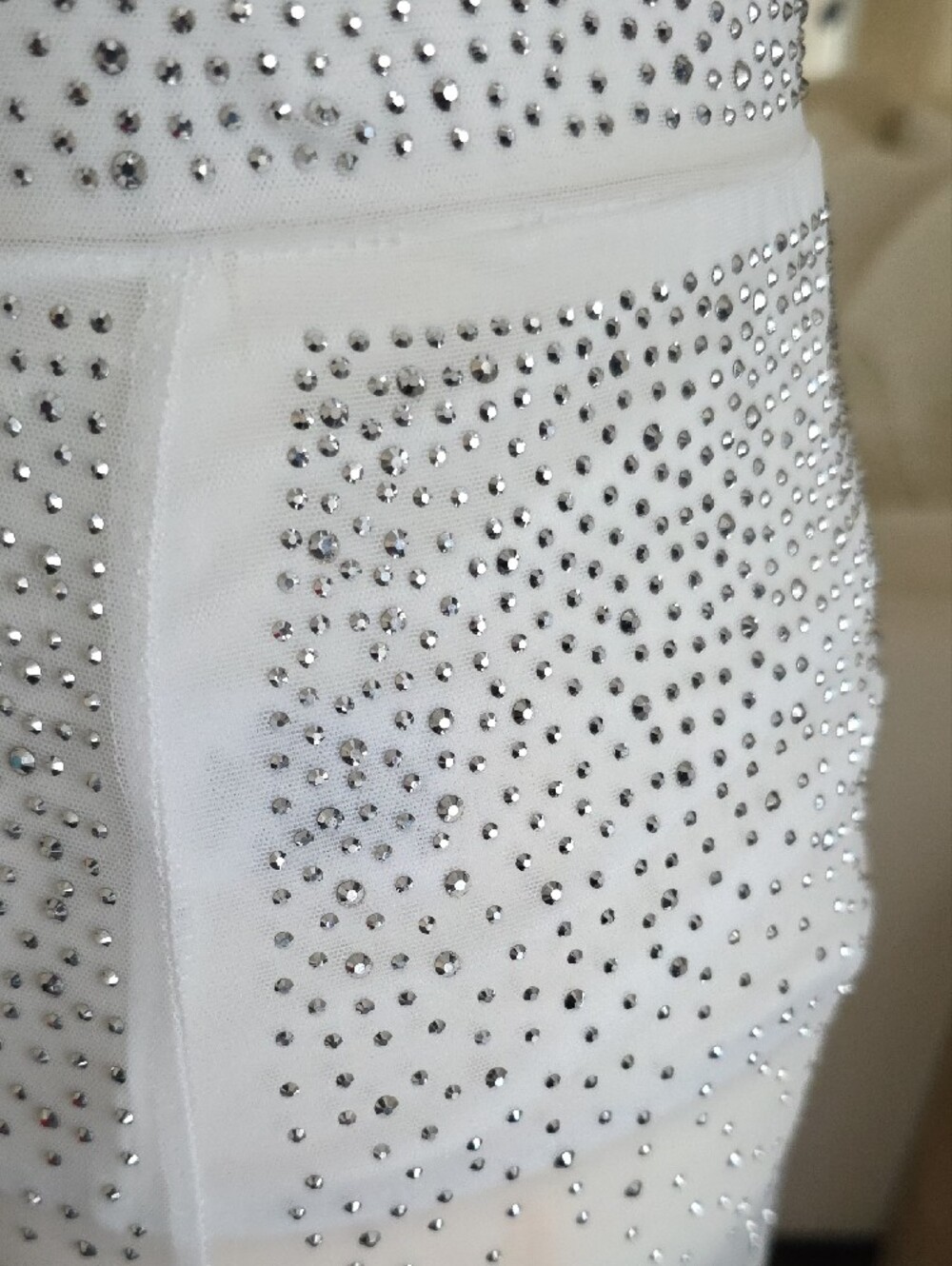 AKIRA White Sheer Maxi Skirt with Beaded Detail - Picture 3 of 5